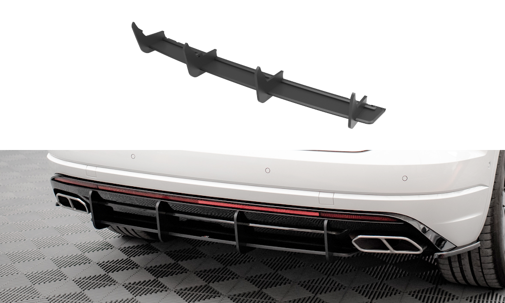 Street Pro Heckschürze Heck Ansatz Diffusor passend für VW Touareg R-Line Mk3 schwarz-rot