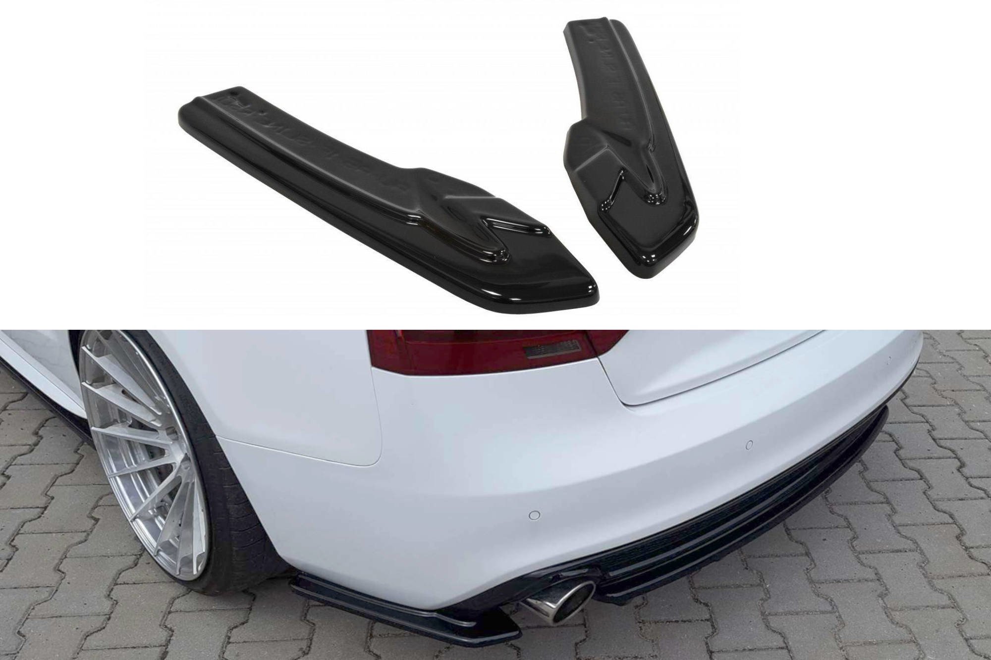 Heck Ansatz Flaps Diffusor für Audi A5 S-Line 8T Facelift Facelift schwarz Hochglanz