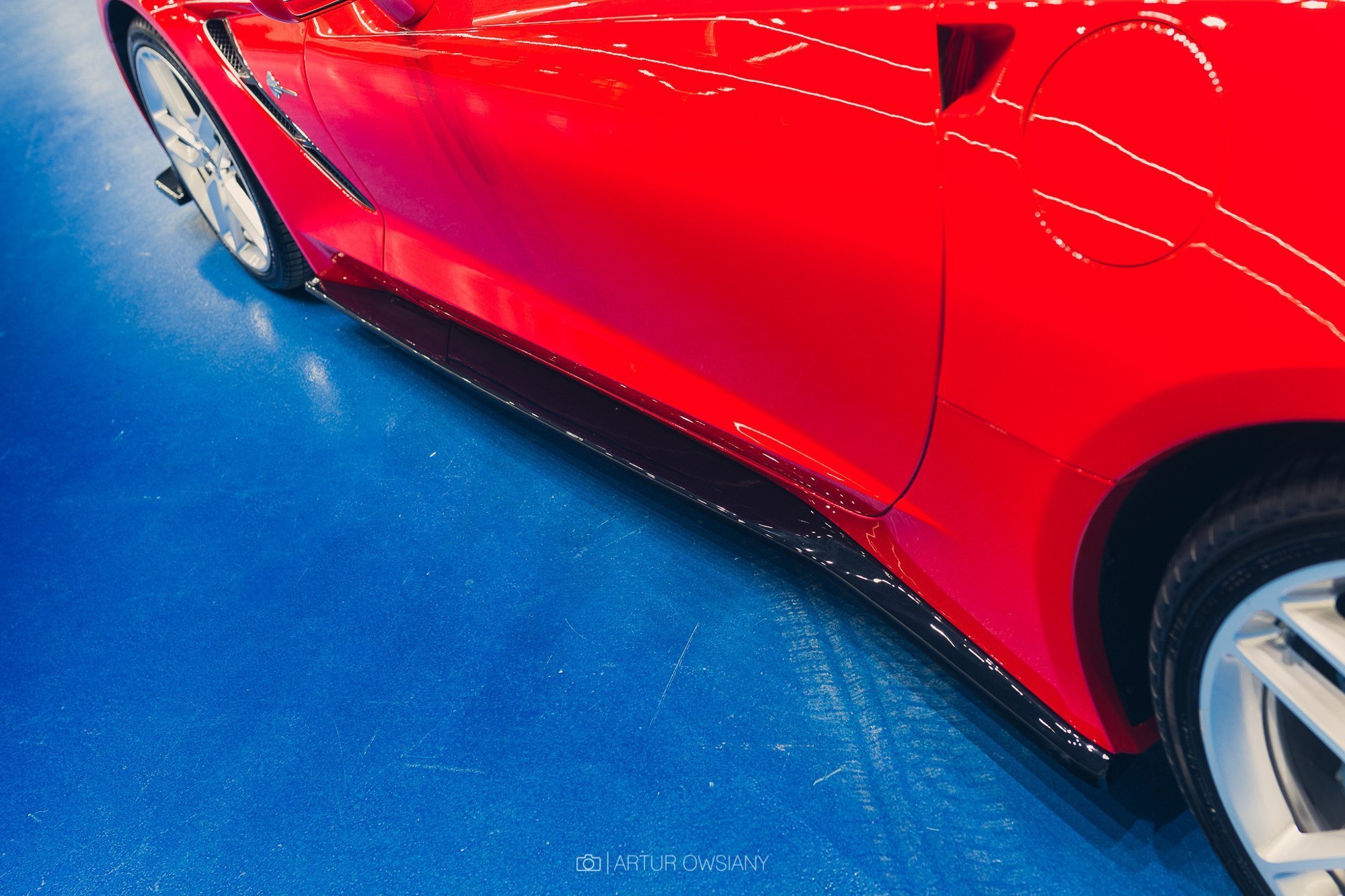 Seitenschweller Ansatz für V.1 für Chevrolet Corvette Stingray C7 schwarz Hochglanz
