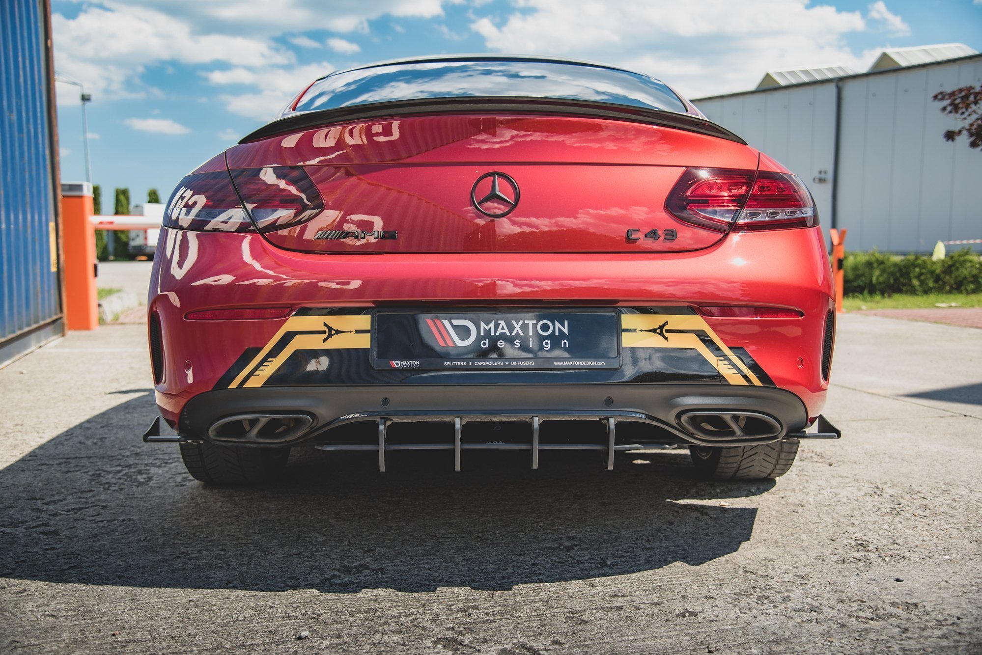 Street Pro Heckschürze Heck Ansatz Diffusor passend für Mercedes-AMG C43 Coupe C205 rot