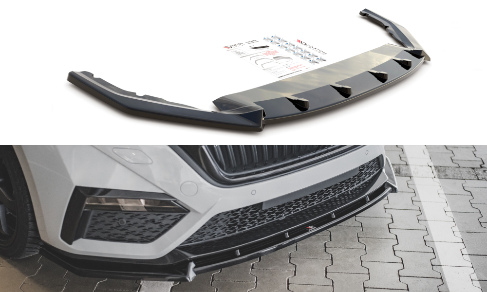 Street+ Spoilerlippe Front Ansatz V.1 passend für Skoda Octavia RS Mk4 schwarz Hochglanz