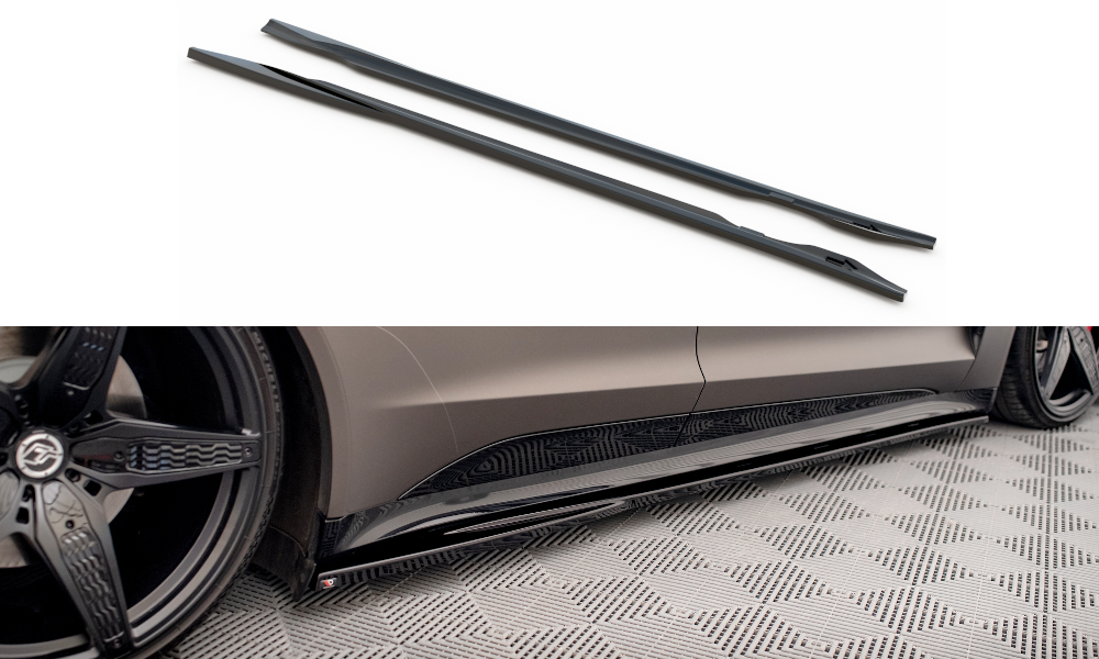 Street+ Seitenschweller Leisten V.1 passend für Audi e-Tron GT / RS GT Mk1 schwarz Hochglanz