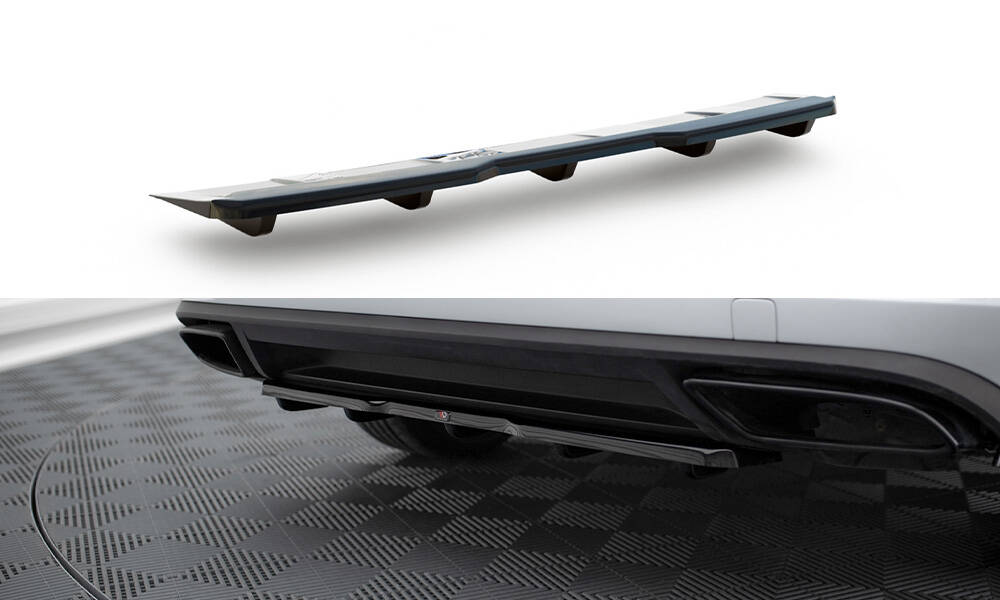 Mittlerer Cup Diffusor DTM Look Heck Ansatz für Skoda Kodiaq RS Mk1 / Mk1 Facelift schwarz Hochglanz