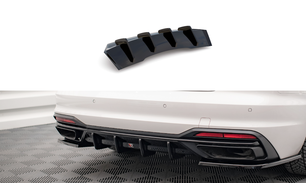 Street+ Heck Ansatz Diffusor passend für Audi A4 B9 FL schwarz Hochglanz