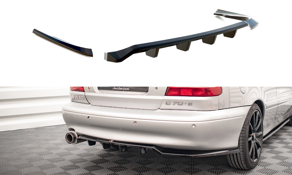Street+ Mittlerer Diffusor RACE Heck Ansatz passend für Volvo C70 Mk1 schwarz Hochglanz