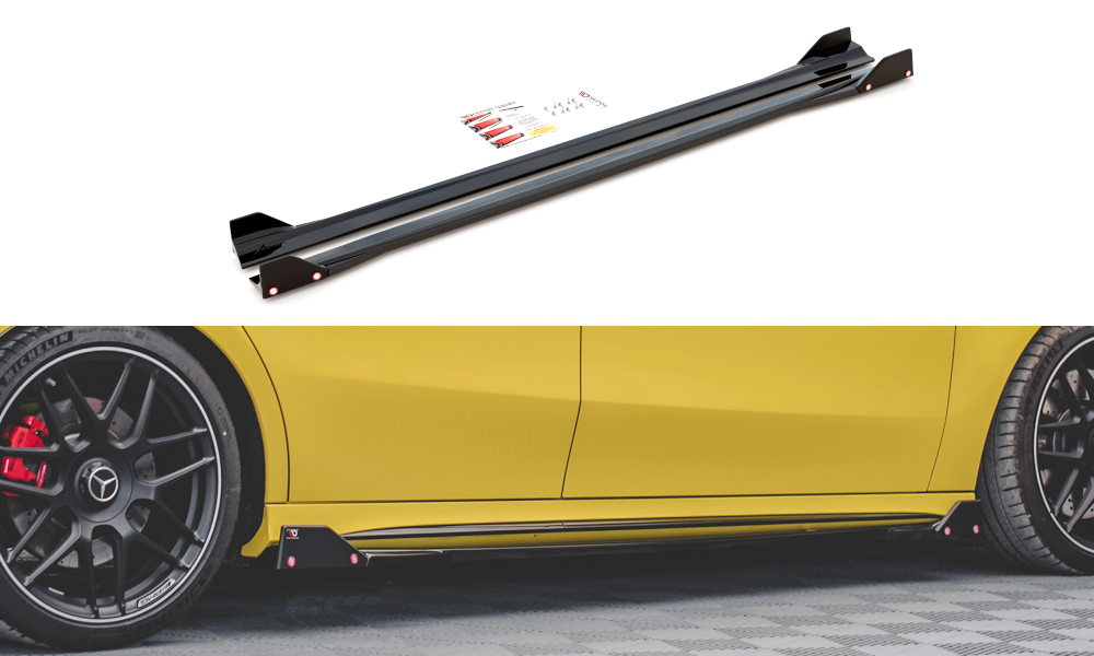 Street+ Seitenschweller Leisten V.2 + Flaps passend für Mercedes-AMG A45 S