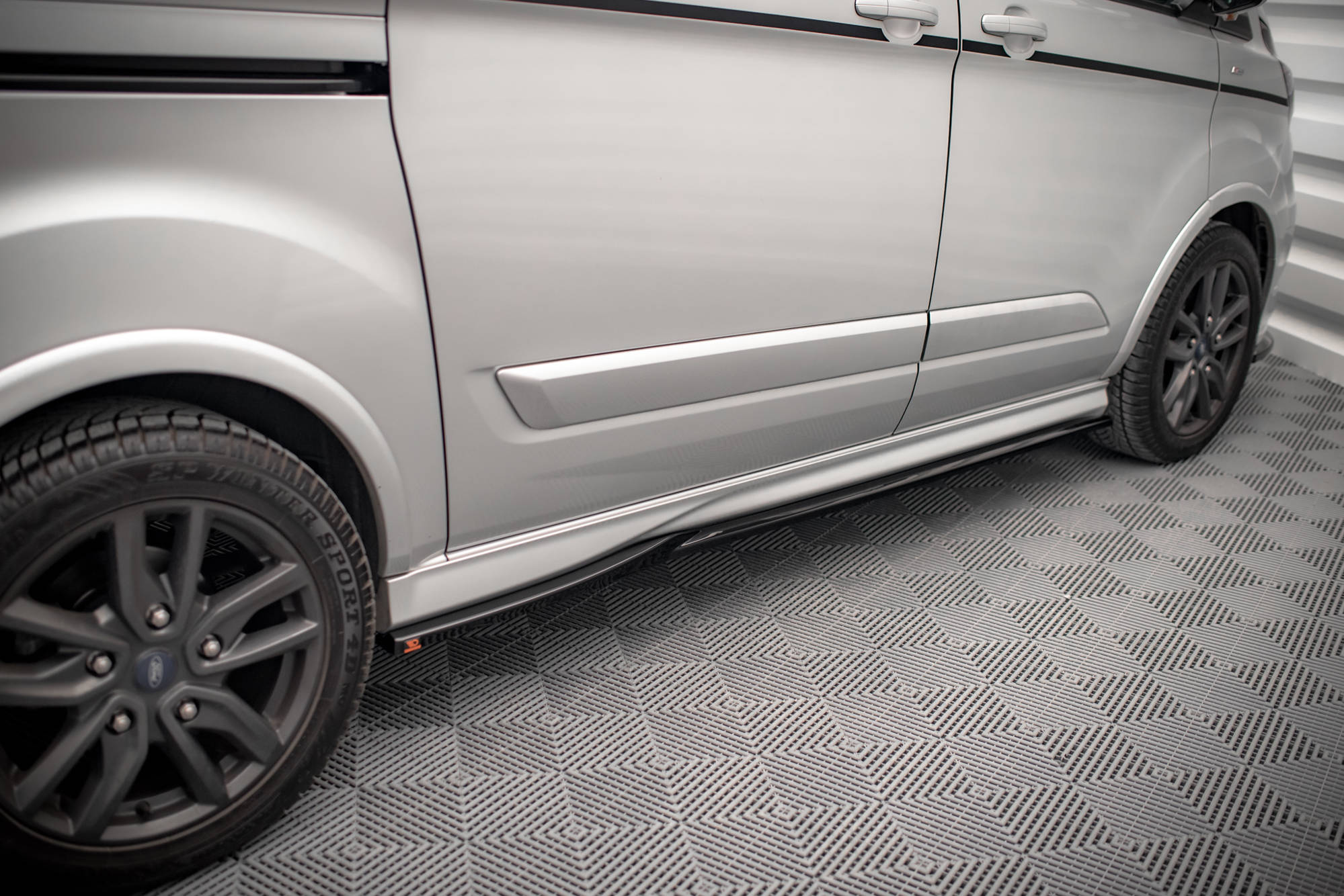 Street+ Seitenschweller Leisten passend für Ford Transit Custom ST-Line Mk1 FL schwarz Hochglanz
