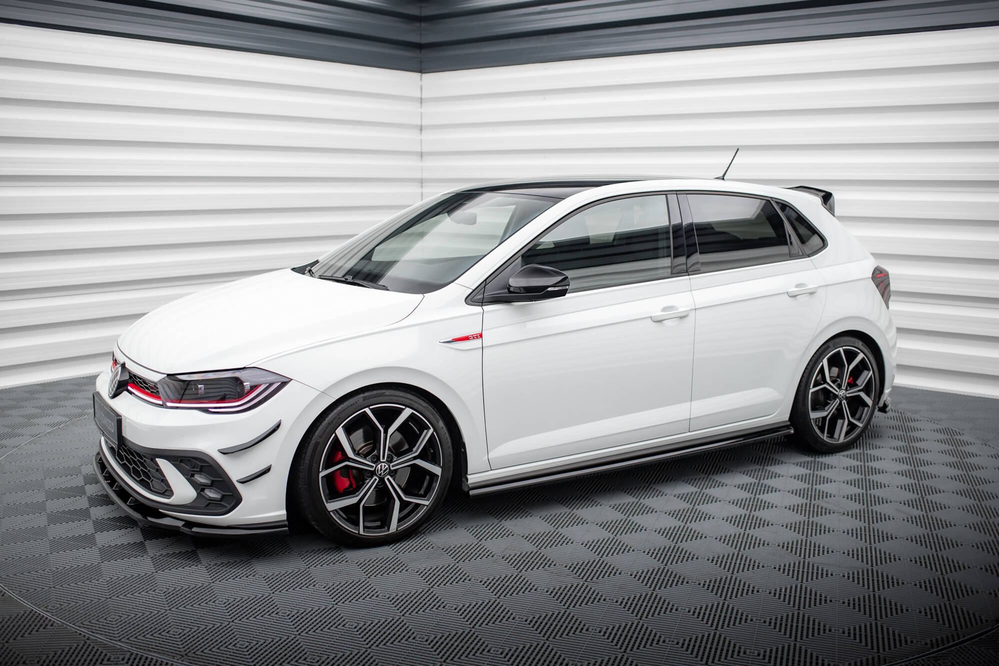 Street+ Seitenschweller Leisten passend für VW Polo GTI Mk6 FL schwarz Hochglanz
