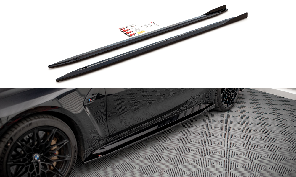 Street+ Seitenschweller Leisten V.1 passend für BMW M4 G82 / G82 FL schwarz Hochglanz