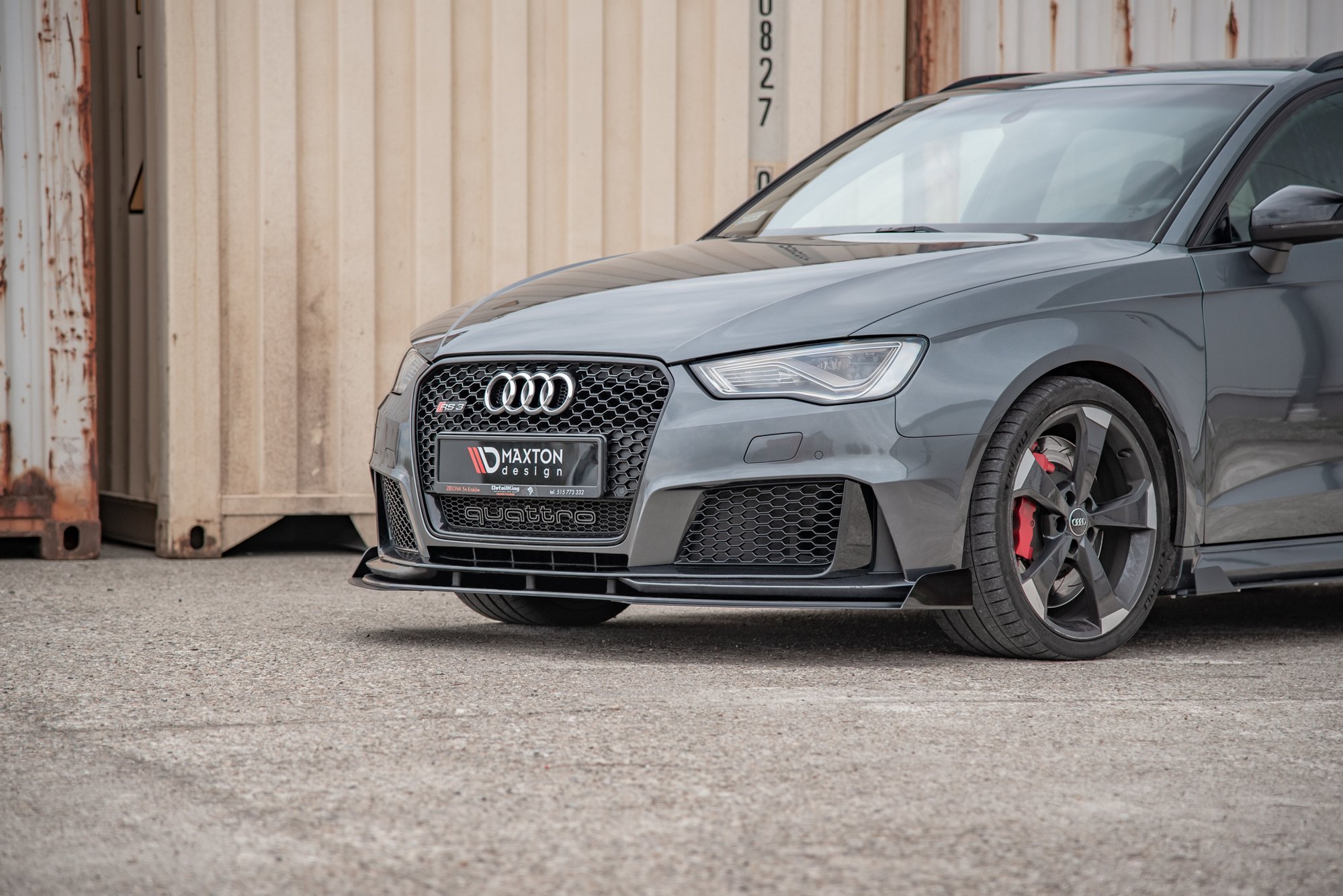 Street Pro Front Ansatz für +Flaps für Audi RS3 8V Sportback schwarz Hochglanz