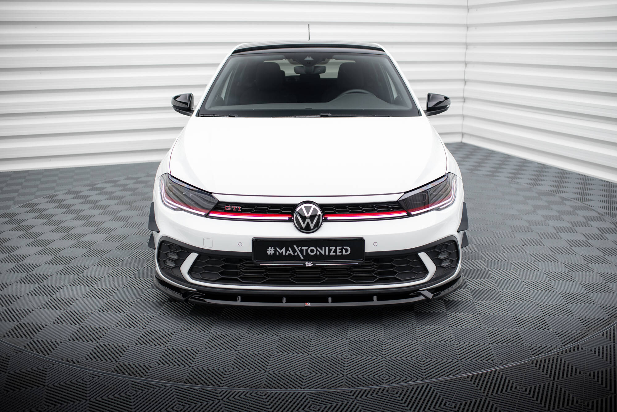 Street+ Spoilerlippe Front Ansatz V.2 passend für VW Polo GTI Mk6 FL schwarz Hochglanz
