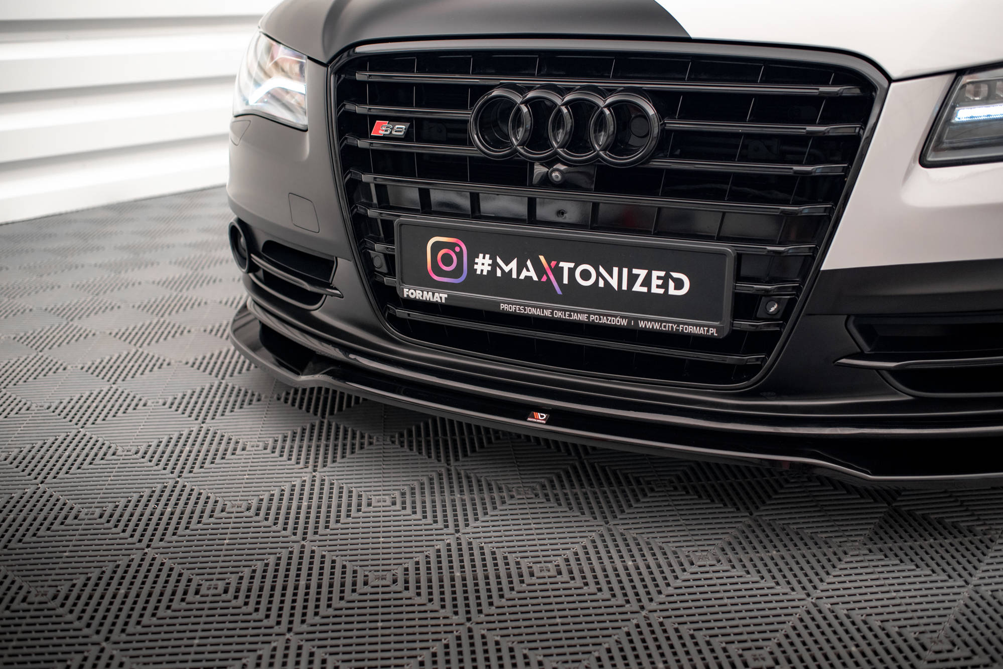 Street+ Spoilerlippe Front Ansatz V.1 passend für Audi S8 D4 schwarz Hochglanz