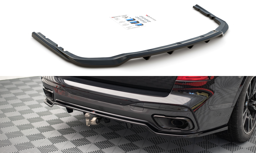 Street+ Mittlerer Diffusor RACE Heck Ansatz passend für BMW X7 M-Paket G07 schwarz Hochglanz