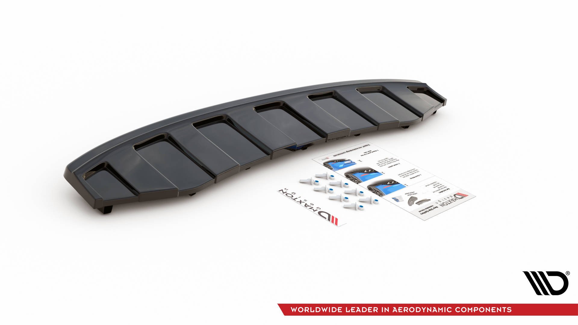 Mittlerer Diffusor Heck Ansatz für AUDI A6 C7 S-LINE AVANT AUSPUFF 2X1 im DTM LOOK Carbon Look