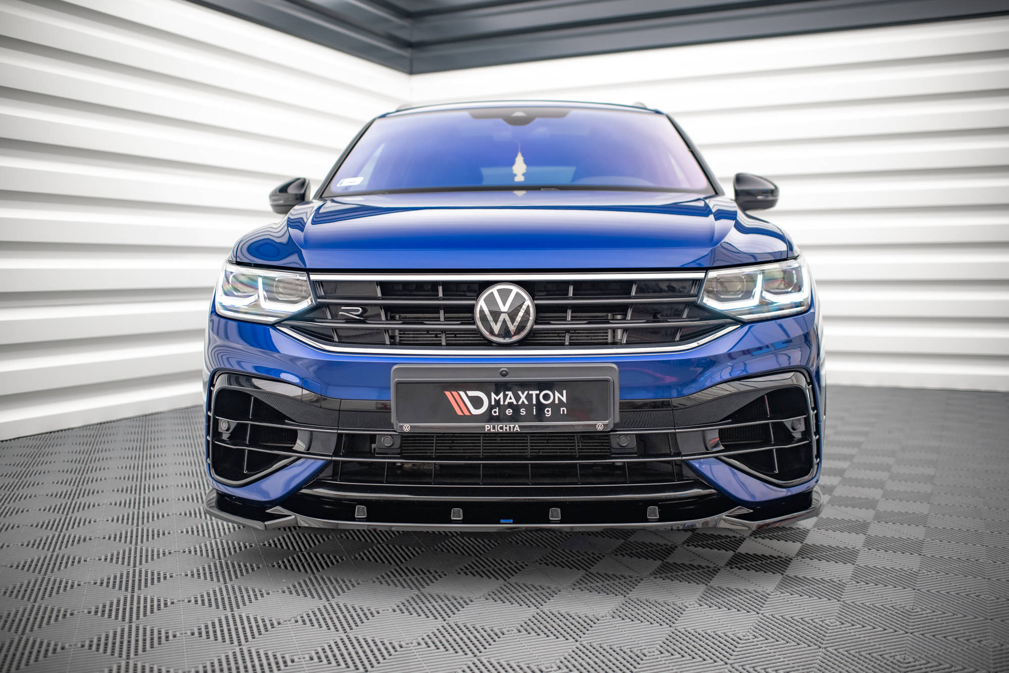 Street+ Spoilerlippe Front Ansatz V.3 passend für VW Tiguan R / R-Line Mk2 FL schwarz Hochglanz