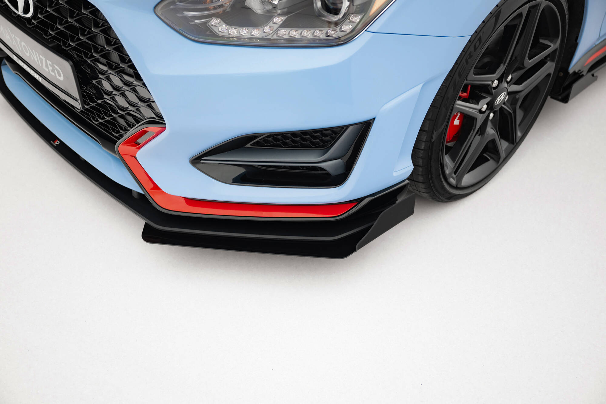Street Pro Spoilerlippe Front Ansatz + Flaps passend für Hyundai Veloster N Mk2 schwarz Hochglanz