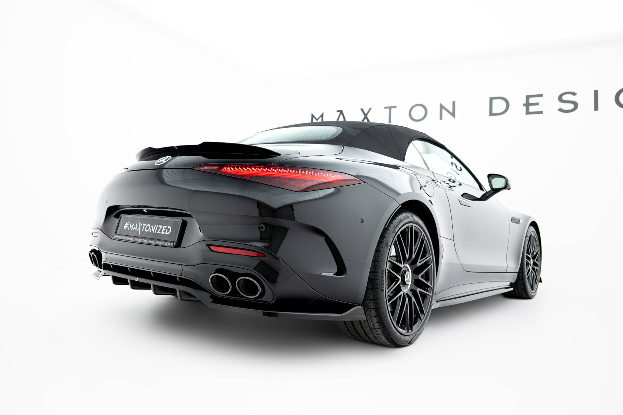 Street+ Mittlerer Diffusor RACE Heck Ansatz passend für Mercedes-AMG SL 63 R232 schwarz Hochglanz