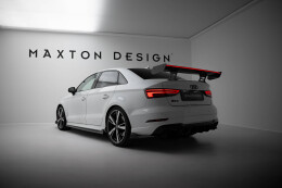 Carbon Heck Spoiler Heckflügel Standfuß Innen + LED passend für Audi A3 / A3 S-Line / S3 / RS3 Limousine 8V / 8V FL