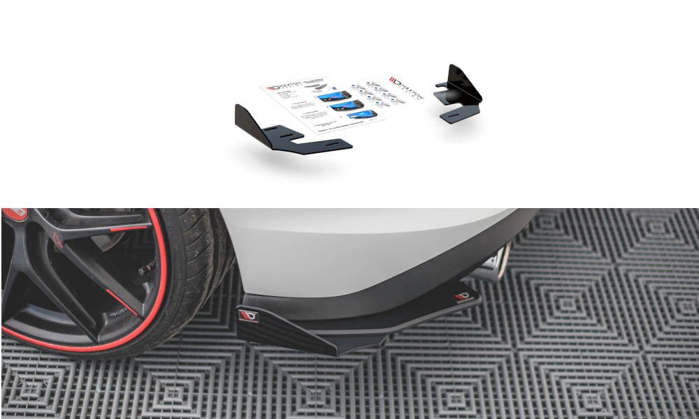 Hintere Seiten Flaps passend für VW Golf GTI / GTE / R-Line Mk8 schwarz Hochglanz