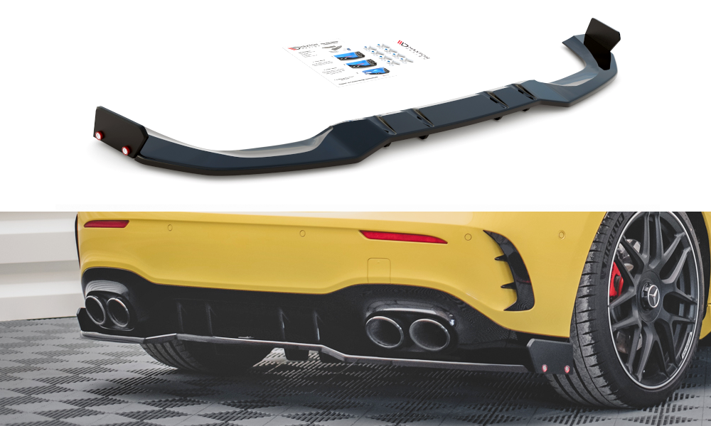 Street+ Mittlerer Diffusor Heck Ansatz + Flaps passend für Mercedes-AMG A 45 S Aero Pack W177