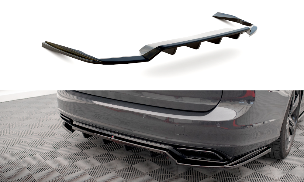 Street+ Mittlerer Diffusor RACE Heck Ansatz passend für Volvo V90 / S90 R-Design Mk2 schwarz Hochglanz