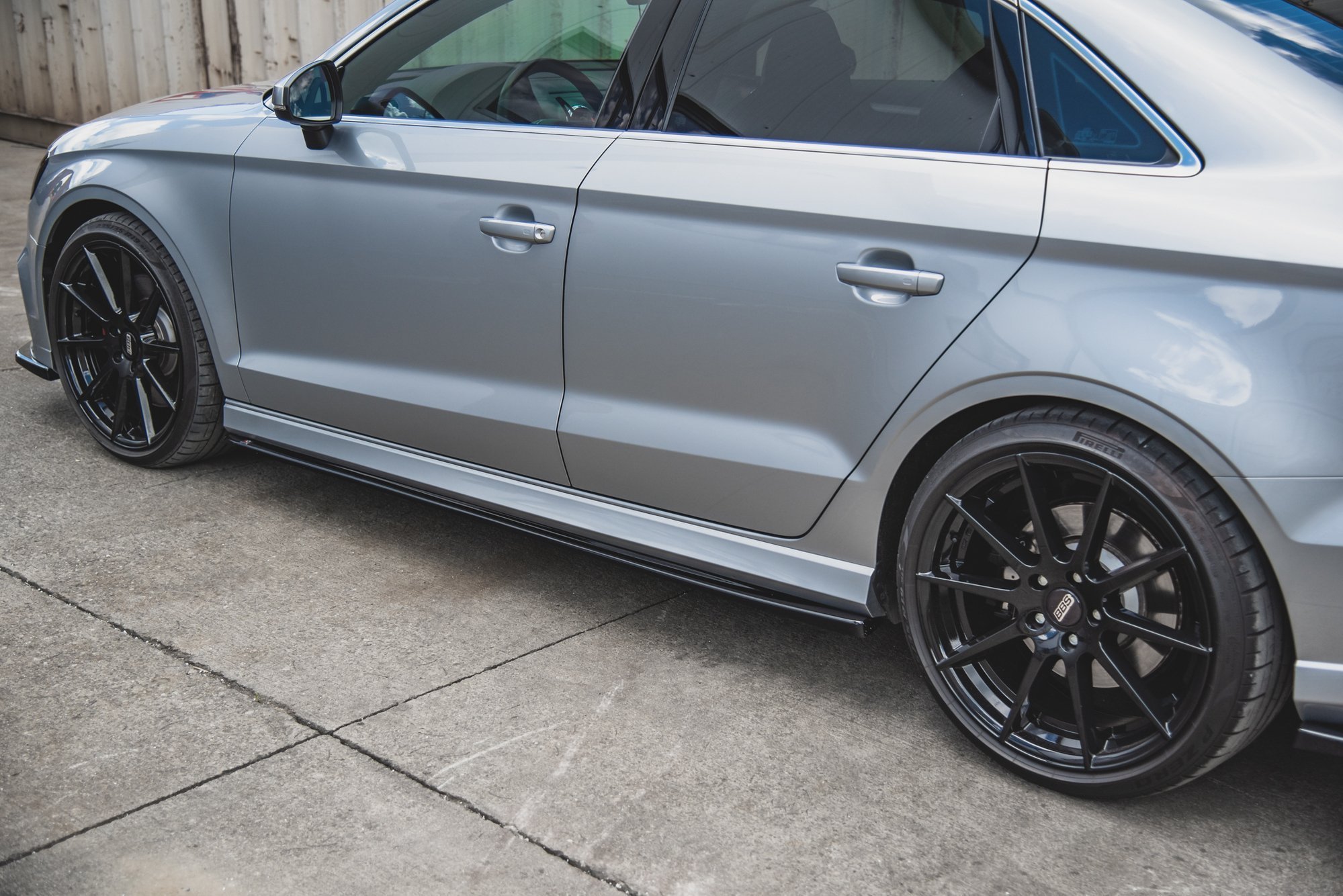 Seitenschweller Ansatz für V.2 für Audi S3 / A3 S-Line Limousine 8V Facelift schwarz matt