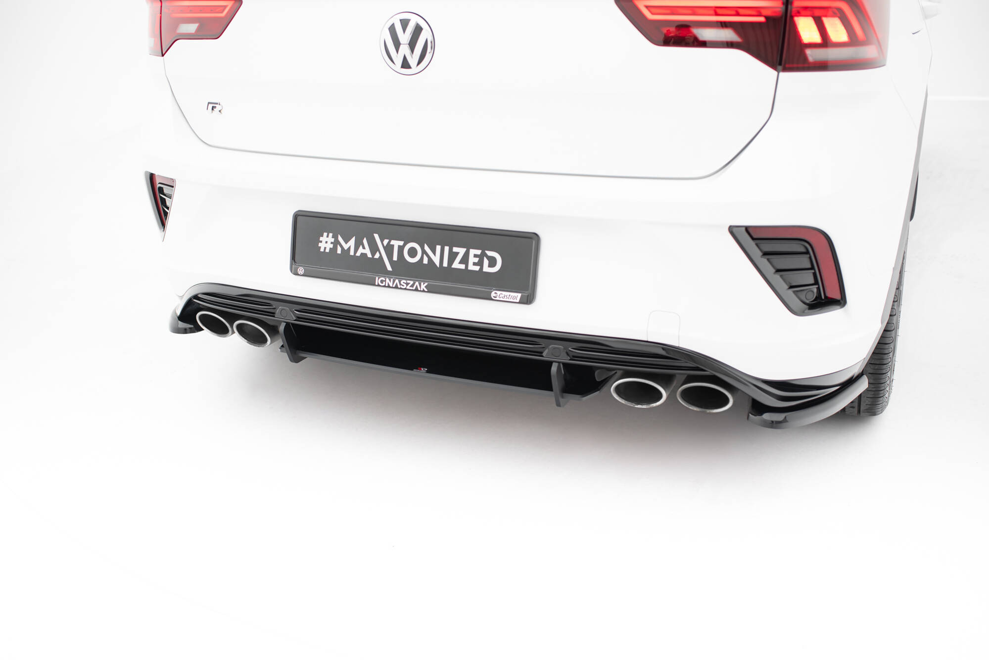 Street Pro Heckschürze Heck Ansatz Diffusor passend für VW T-Roc R Mk1 schwarz-rot