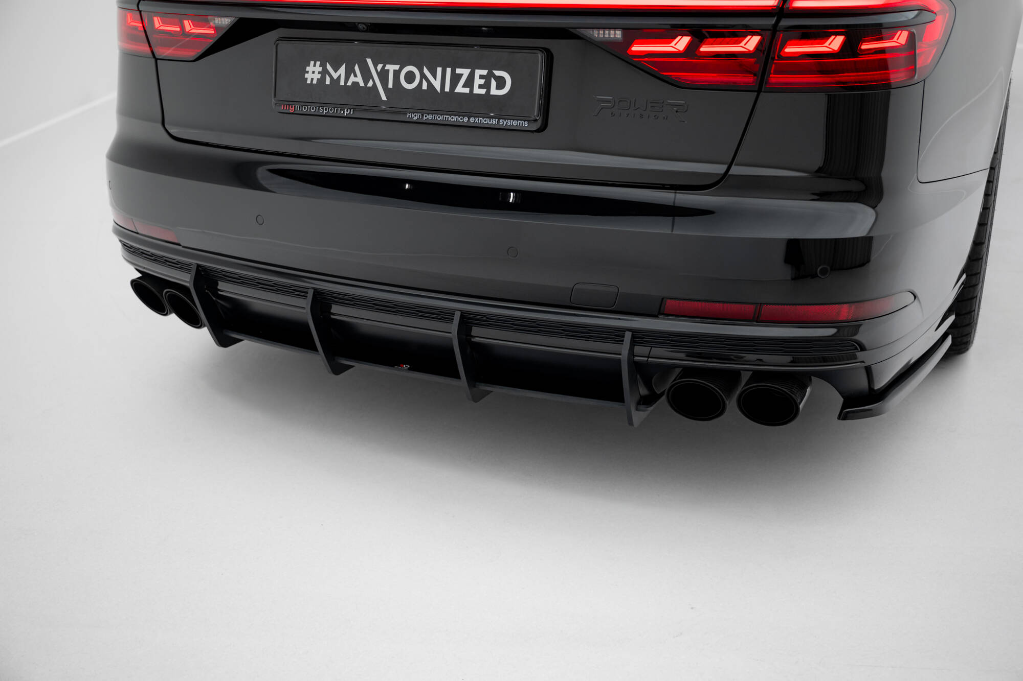 Street Pro Heckschürze Heck Ansatz Diffusor passend für Audi S8 D5 schwarz-rot