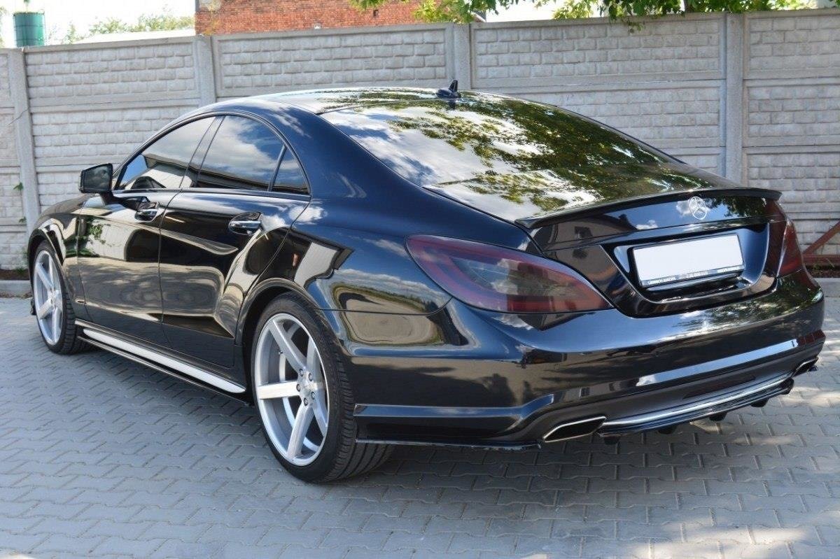 Heck Ansatz Flaps Diffusor für Mercedes-Benz CLS AMG-Line C218 schwarz Hochglanz