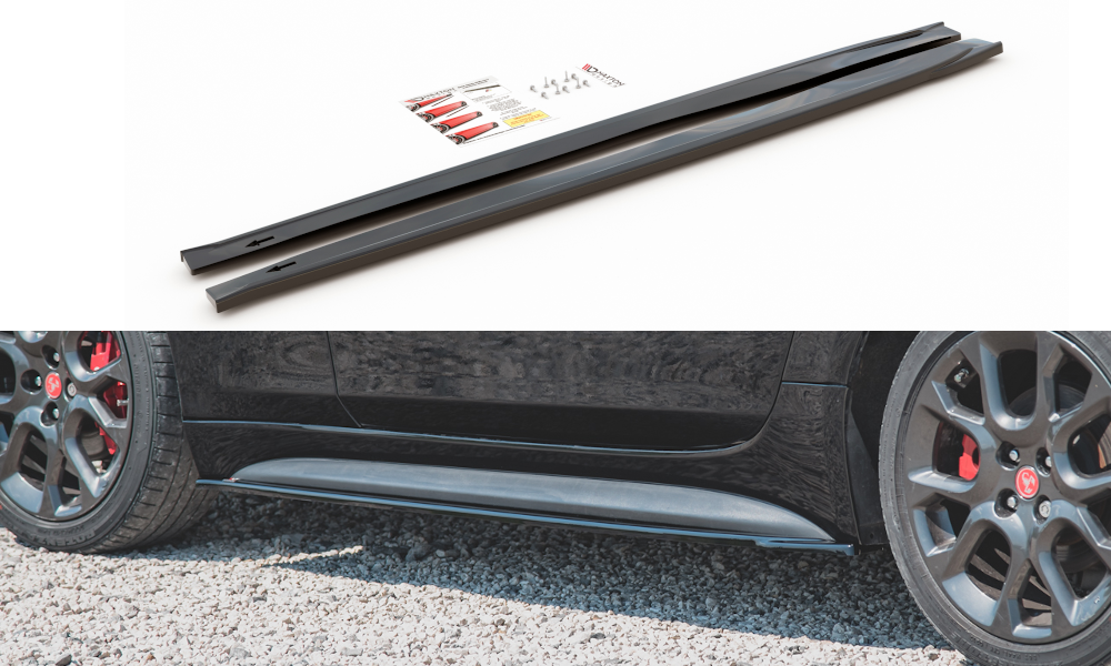Seitenschweller Ansatz Paar passend für ABARTH 124 Spider schwarz Hochglanz