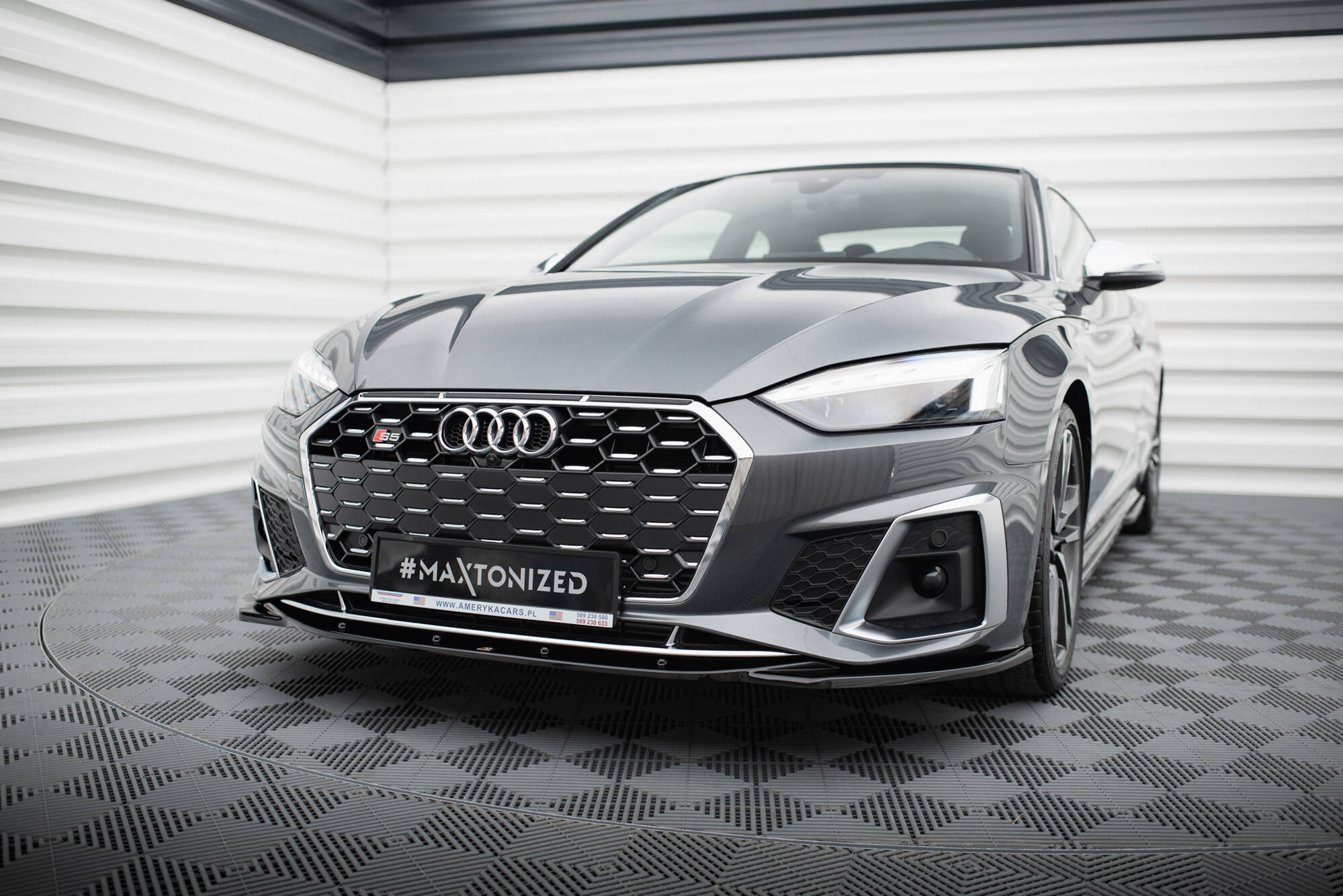 Street+ Spoilerlippe Front Ansatz V.1 passend für Audi S5 / A5 S-Line F5 FL schwarz Hochglanz
