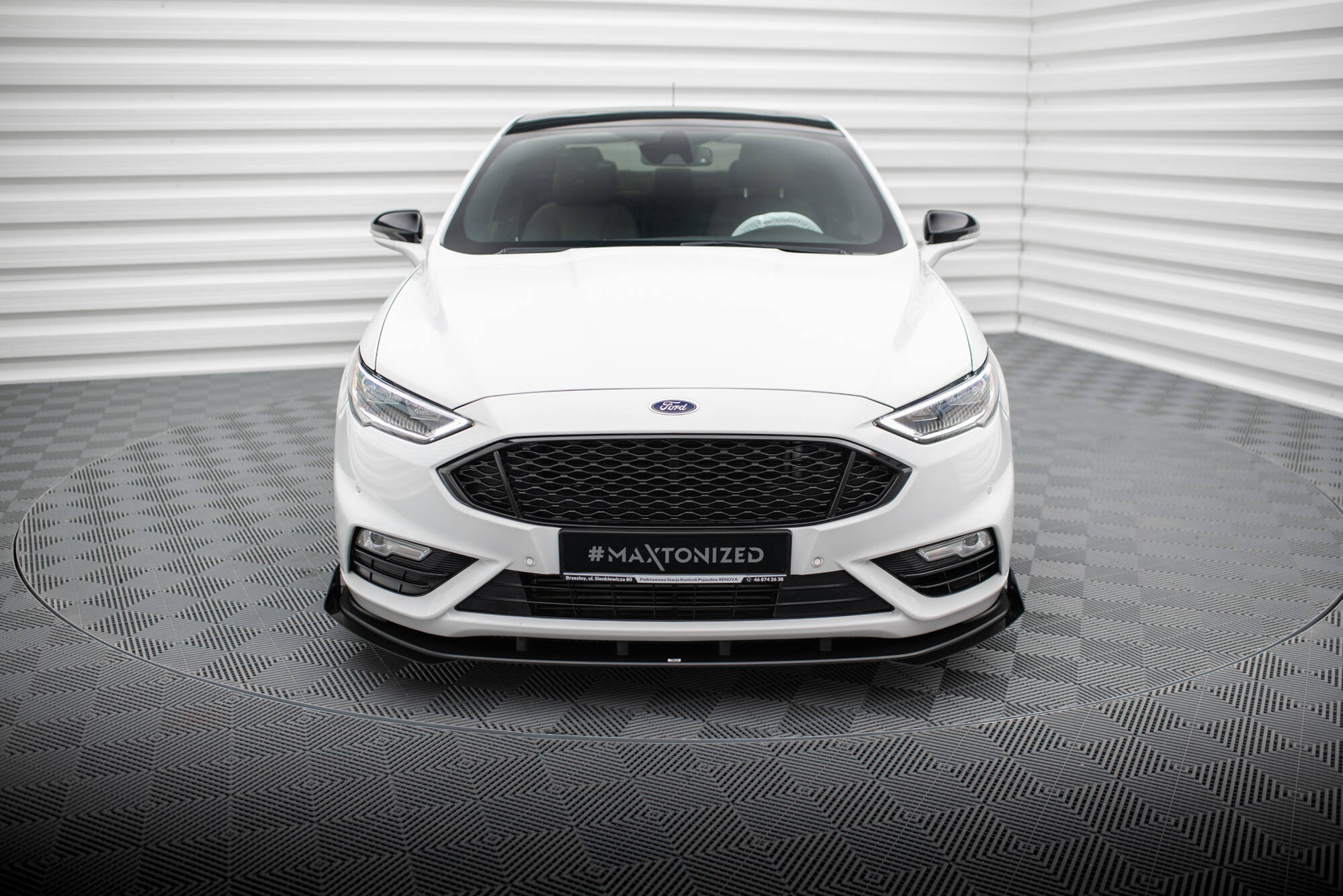Street Pro Spoilerlippe Front Ansatz + Flaps passend für Ford Mondeo Sport Mk5 FL / Fusion Sport Mk2 FL schwarz Hochglanz