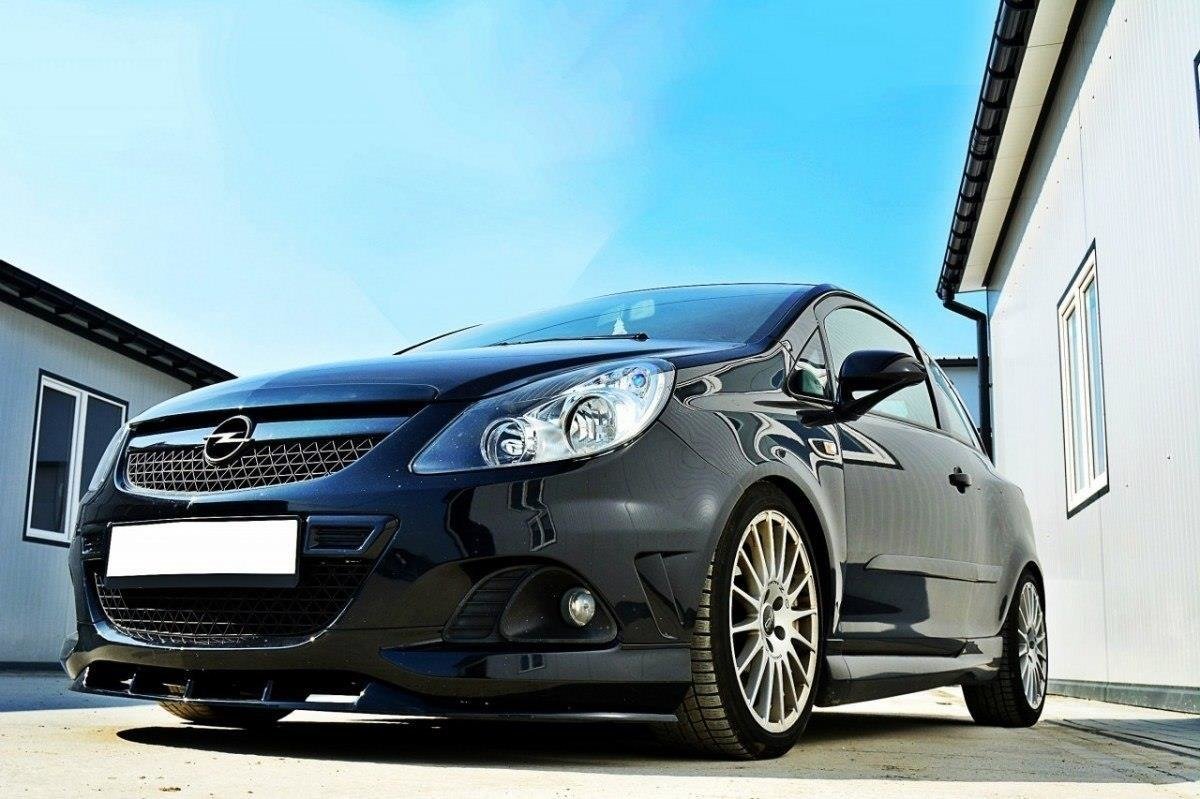 Street+ Spoilerlippe Front Ansatz passend für Opel Corsa D NÜRBURG passend für OPC / VXR Stoßstange schwarz Hochglanz