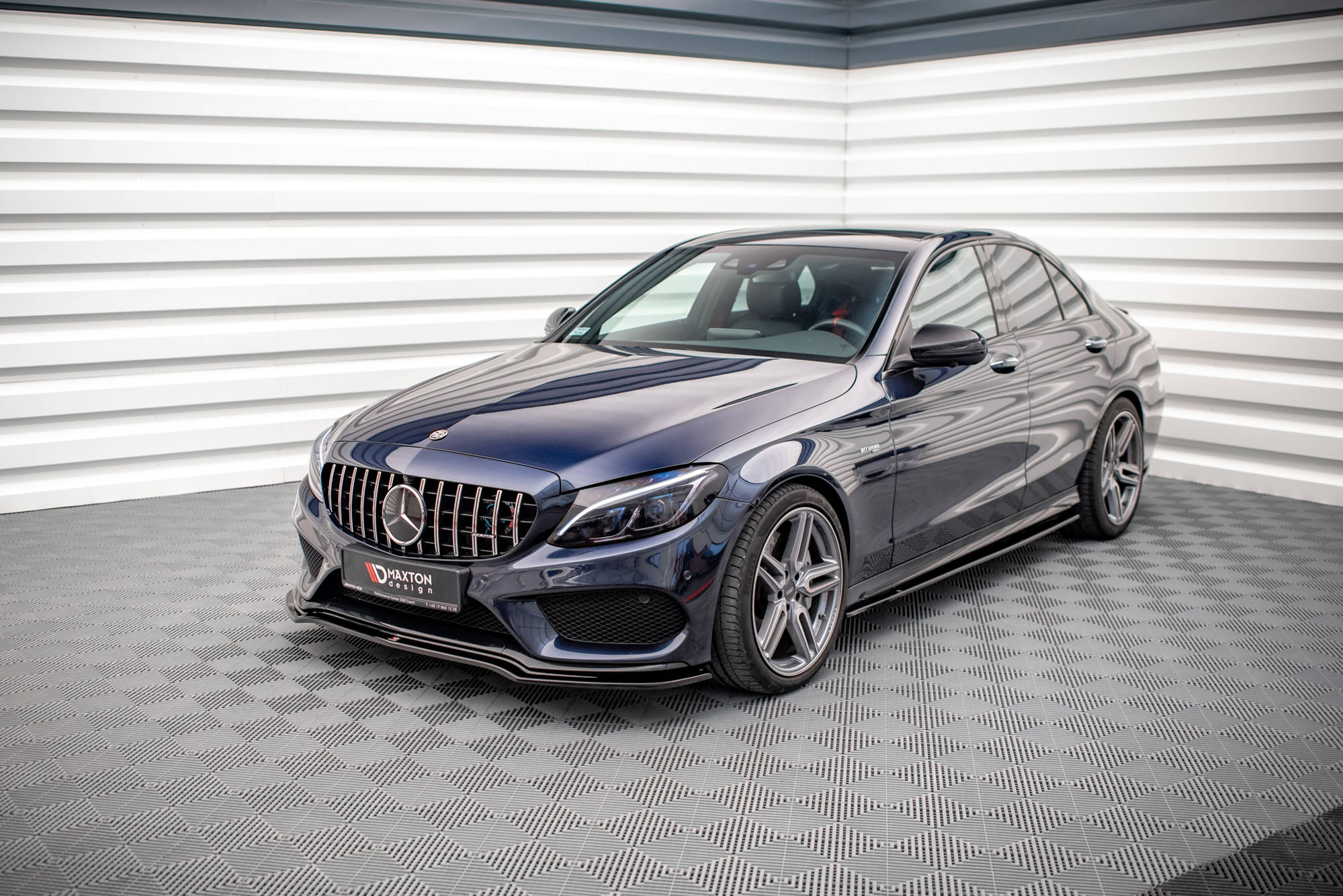 Front Ansatz V.1 für Mercedes-AMG C 43 / AMG-Line W205 schwarz Hochglanz