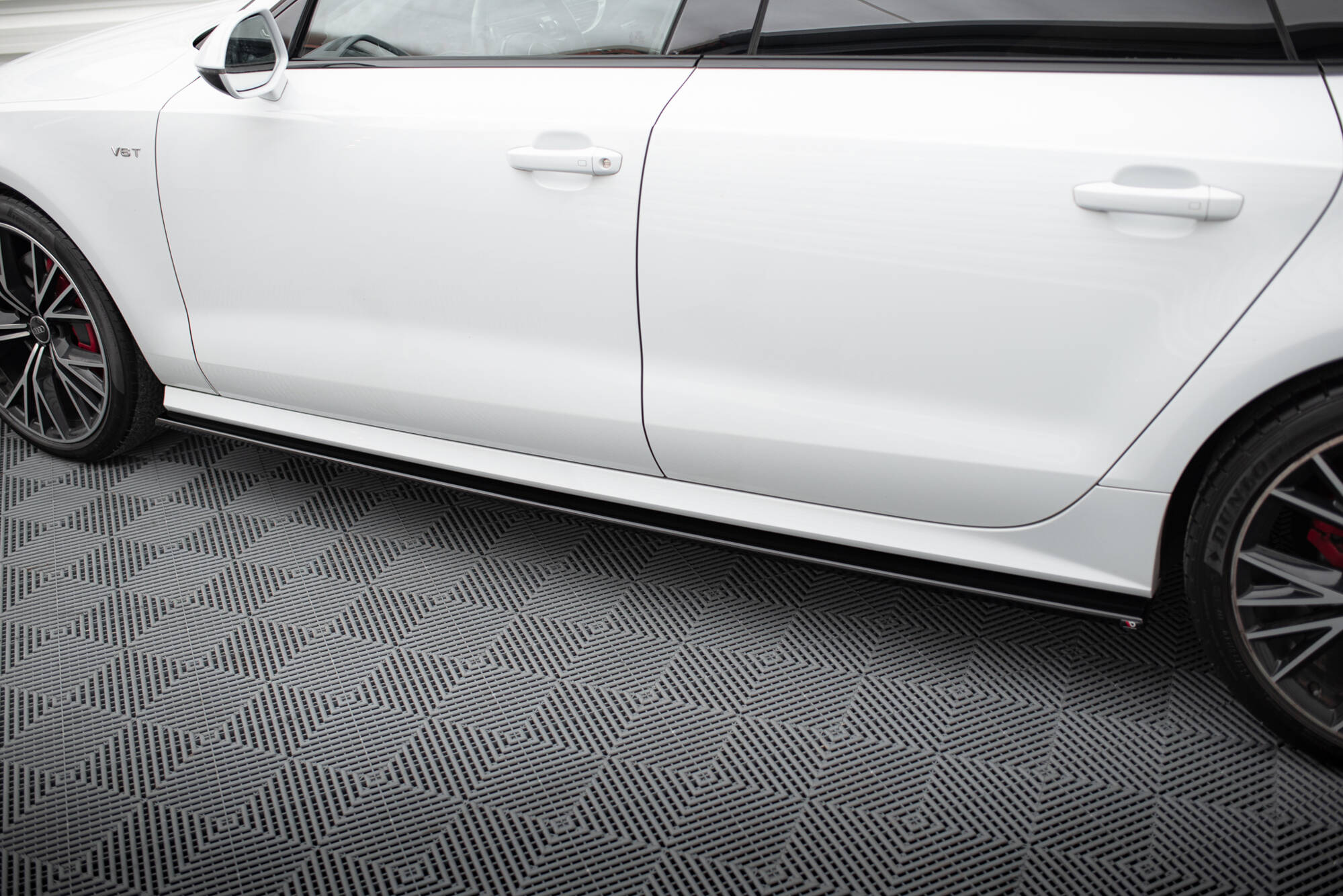 Street+ Seitenschweller Leisten passend für Audi S7 / A7 S-Line C7 FL schwarz Hochglanz