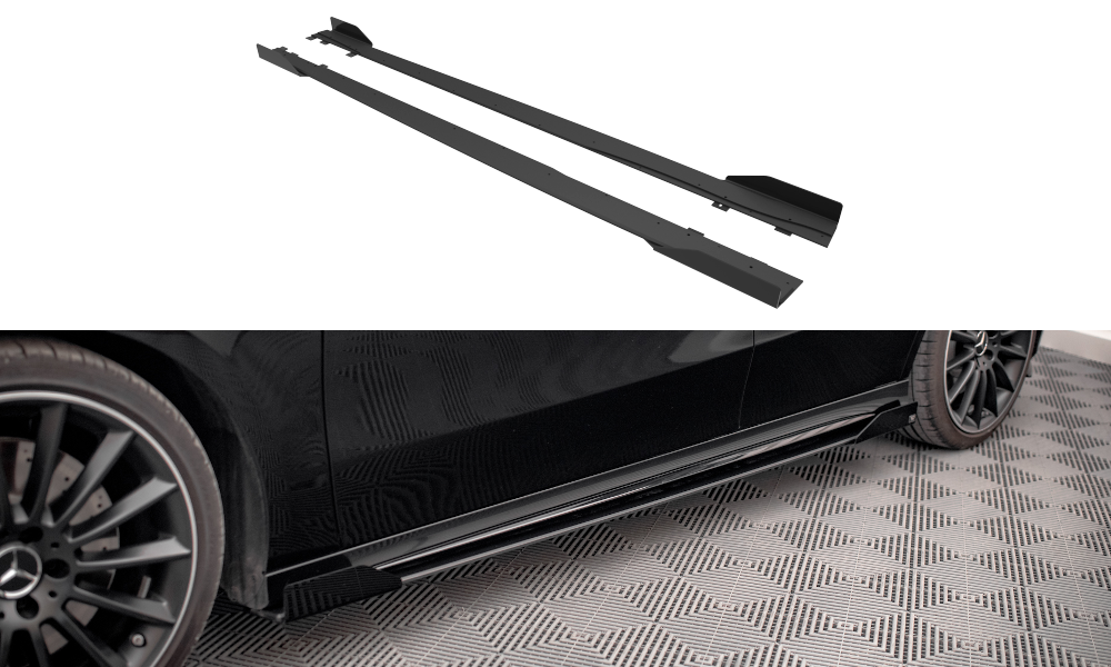 Street Pro Seitenschweller Leisten + Flaps passend für Mercedes A35 AMG / AMG-Line Aero Pack W177 schwarz Hochglanz
