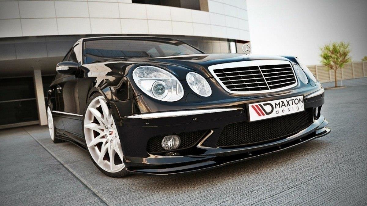 Street+ Spoilerlippe Front Ansatz passend für Mercedes E W211 AMG vor FL schwarz Hochglanz
