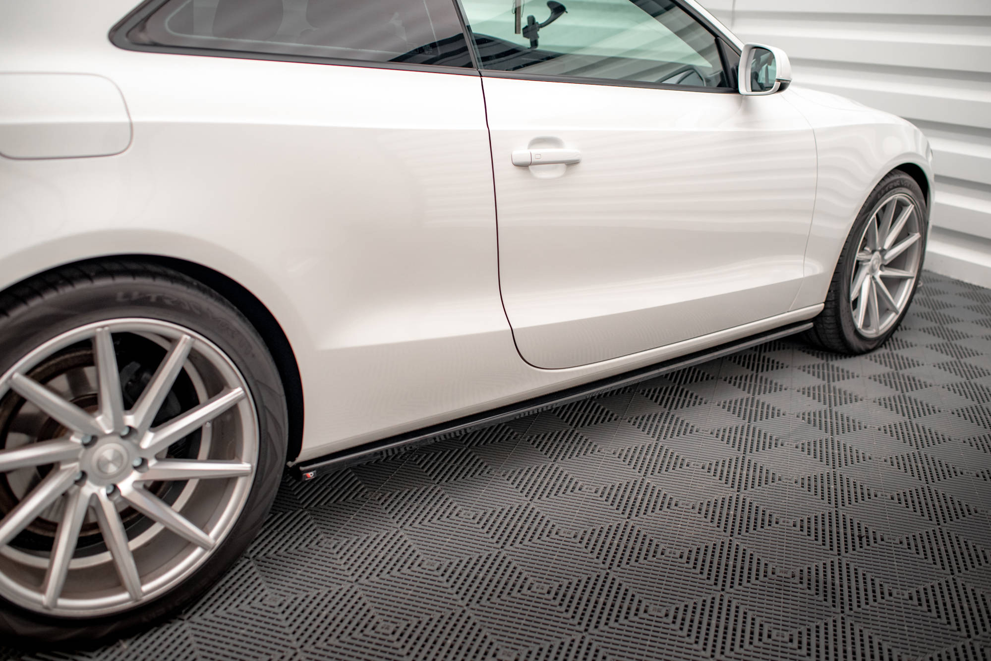 Street+ Seitenschweller Leisten V.2 passend für Audi A5 / A5 S-Line / S5 Coupe 8T schwarz Hochglanz