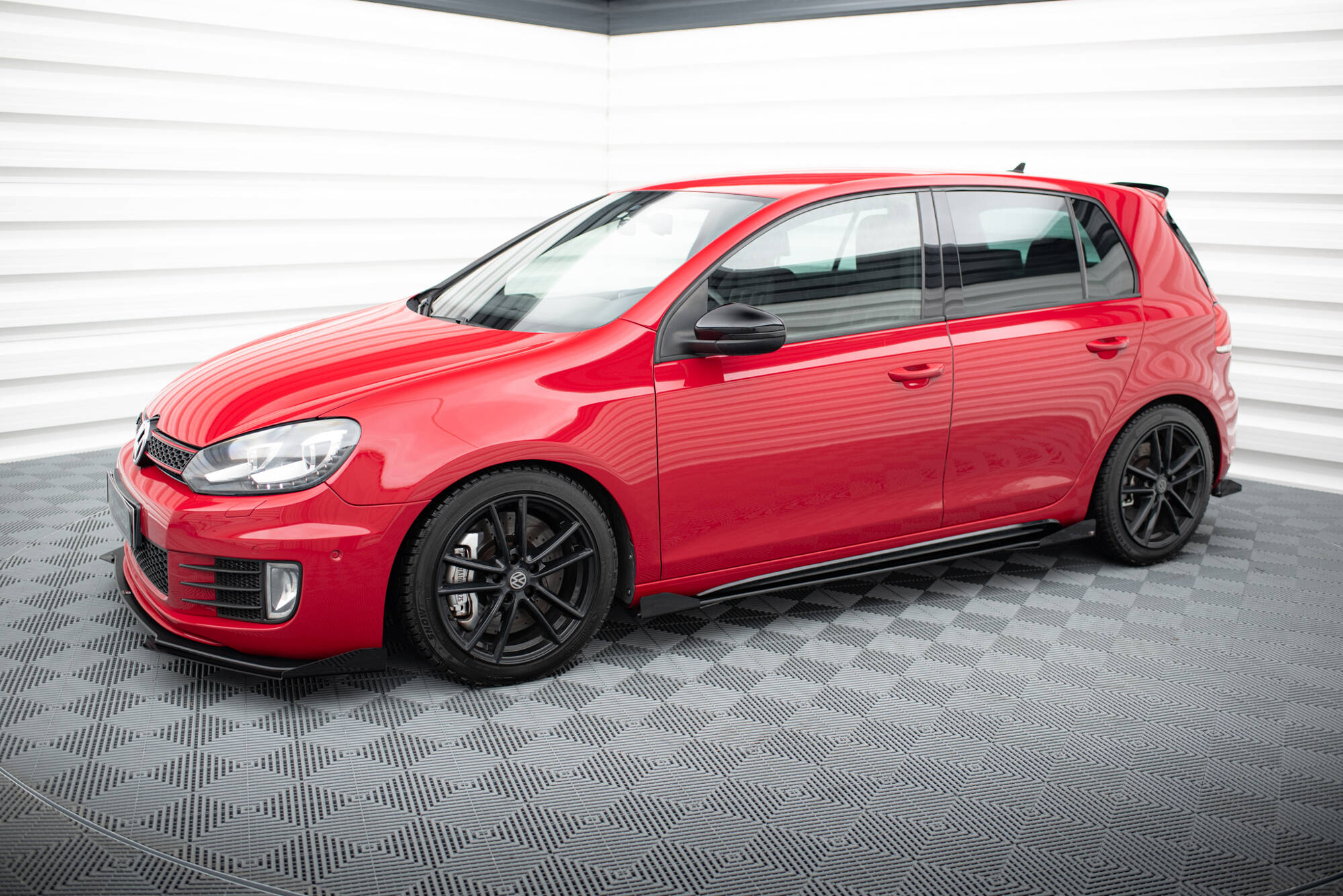 Street Pro Seitenschweller Leisten + Flaps passend für VW Golf GTI Mk6 schwarz Hochglanz