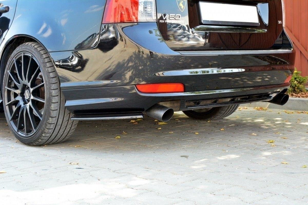 Heck Ansatz Flaps Diffusor für VOLVO V50F R-DESIGN schwarz Hochglanz