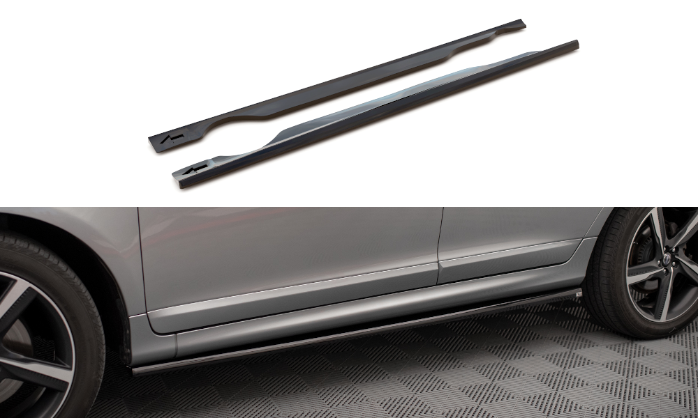 Street+ Seitenschweller Leisten passend für Volvo XC60 Mk1 FL schwarz Hochglanz