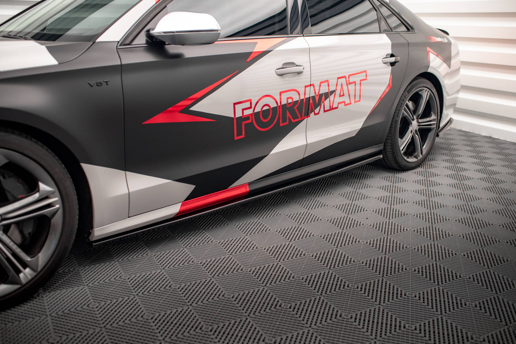 Street+ Seitenschweller Leisten V.1 passend für Audi S8 D4 schwarz Hochglanz