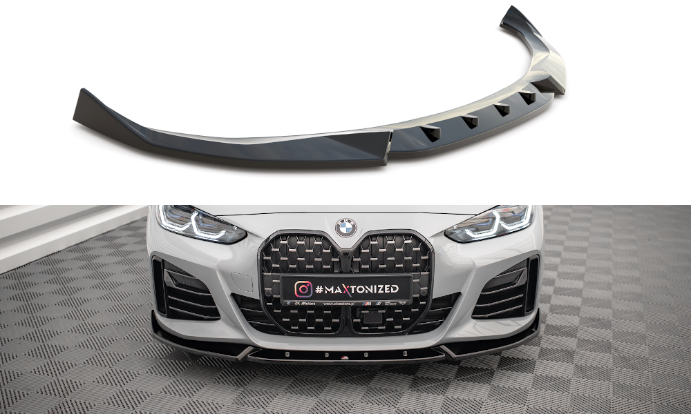 Street+ Spoilerlippe Front Ansatz V.2 passend für BMW 4er / i4 Gran Coupe M-Paket / M440i G26 schwarz Hochglanz