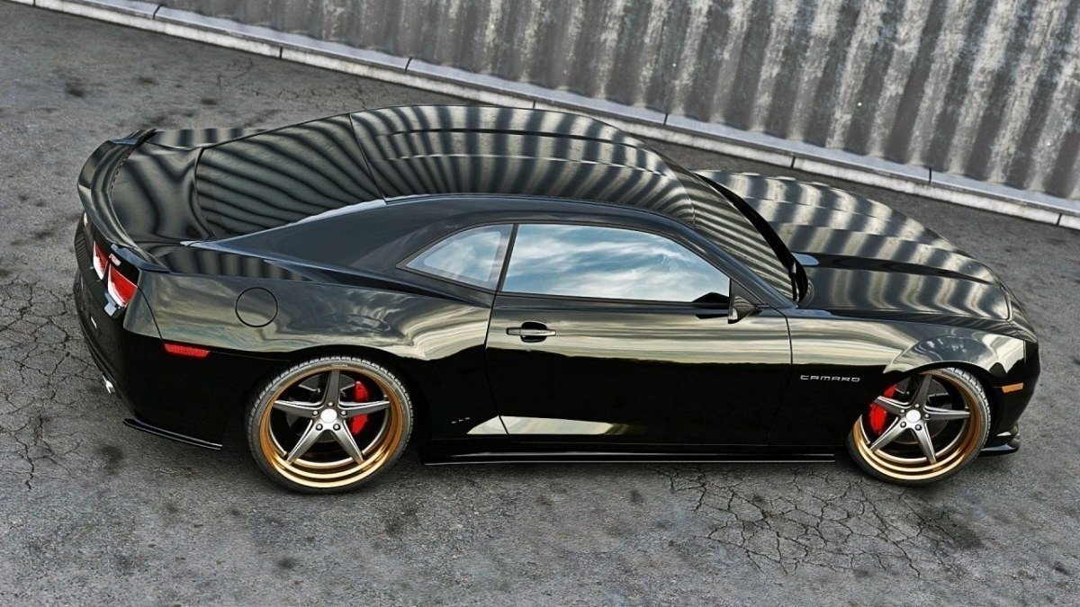 Heck Ansatz Flaps Diffusor für CHEVROLET CAMARO V SS - EU, US VERSION vor Facelift Carbon Look