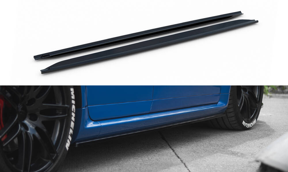 Seitenschweller Ansatz für Audi RS4 B7 schwarz Hochglanz