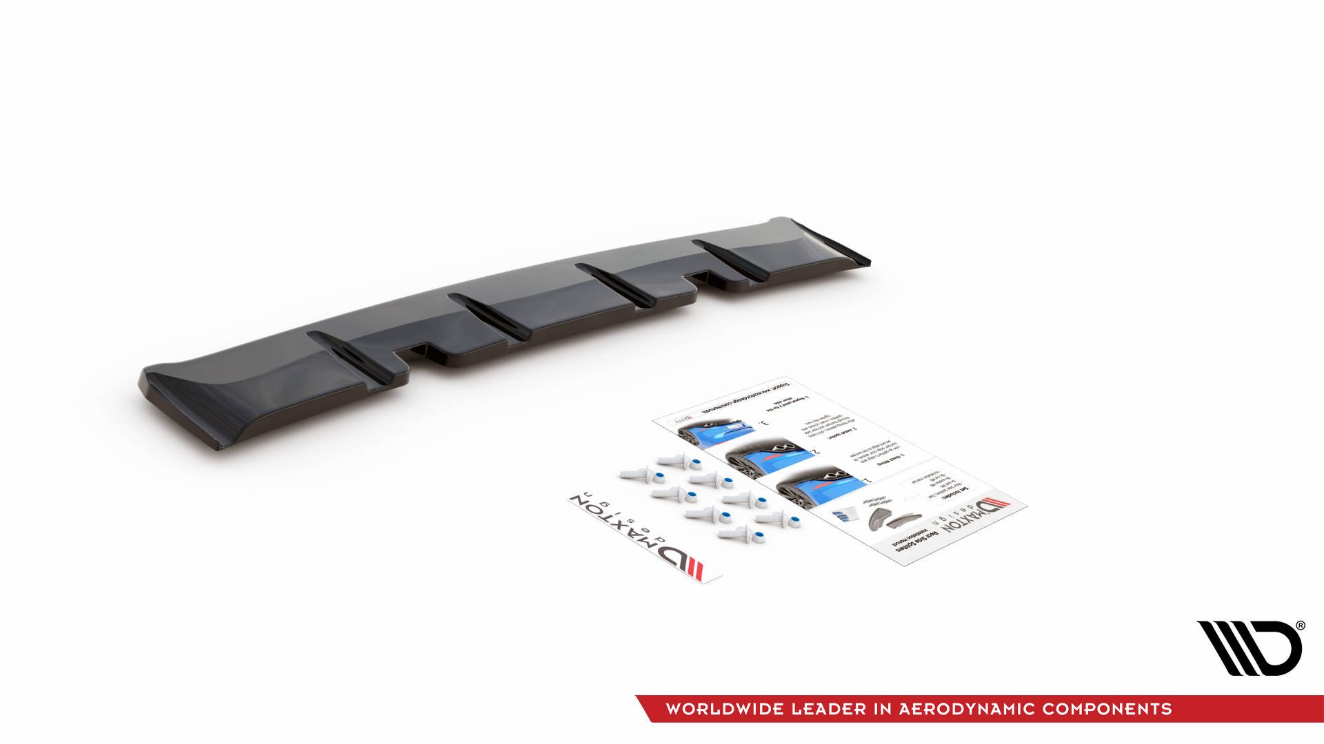 Street+ Mittlerer Diffusor Heck Ansatz passend für VW Golf GTI Clubsport Mk8 schwarz Hochglanz