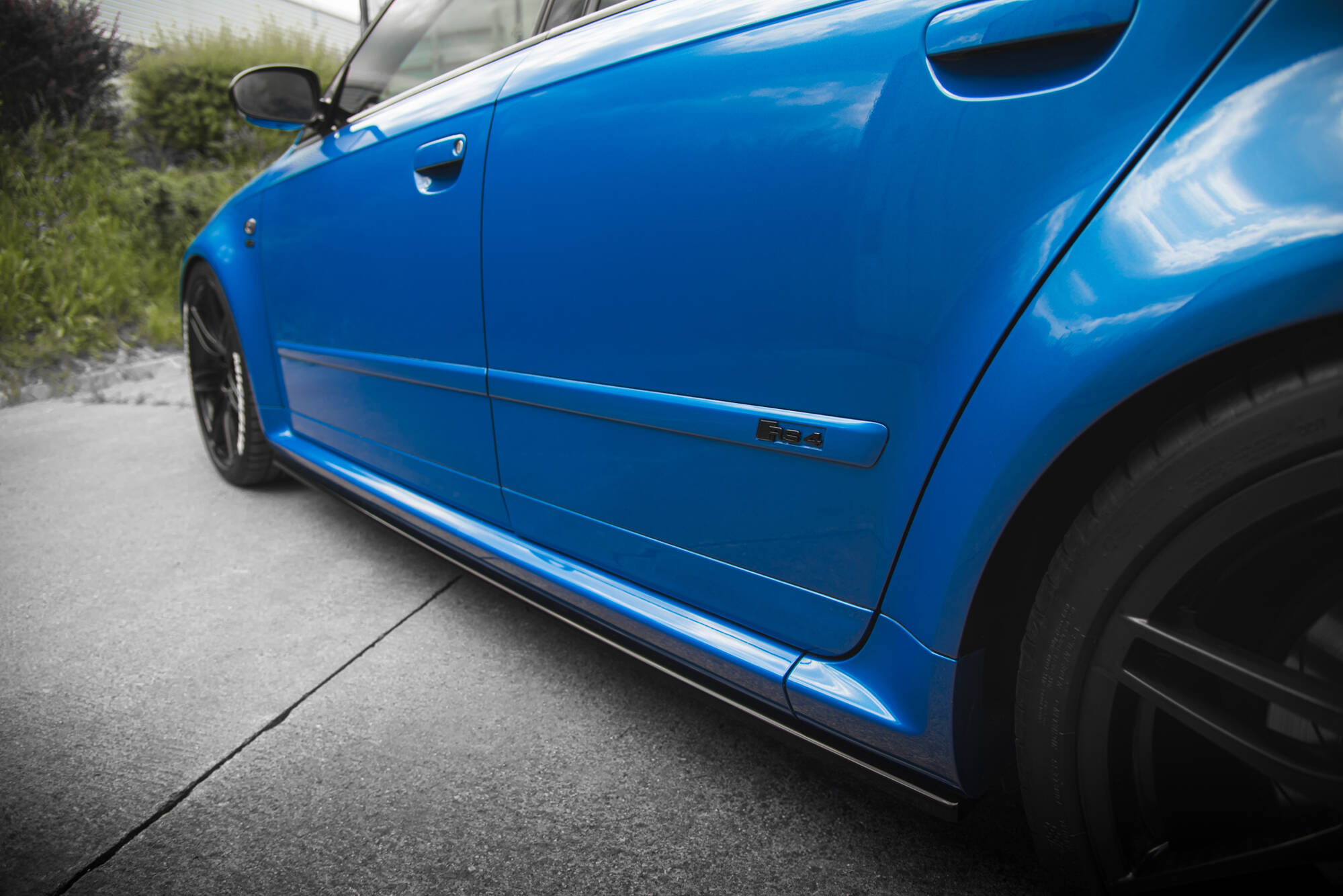 Seitenschweller Ansatz für Audi RS4 B7 schwarz Hochglanz