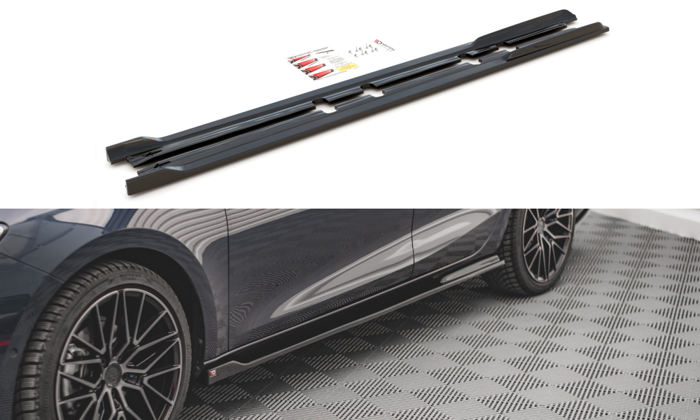 Street+ Seitenschweller Leisten V.2 passend für Seat Leon FR ST / Hatchback Mk4 / CUPRA Leon ST / Hatchback Mk1 / Mk1 FL schwarz Hochglanz