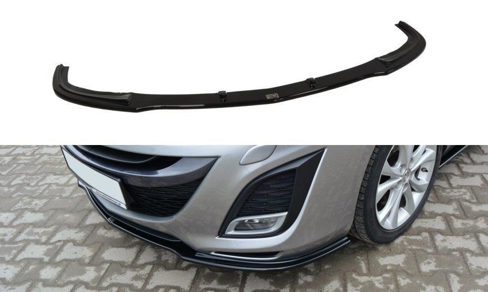 Street+ Spoilerlippe Front Ansatz passend für Mazda 3 MK2 SPORT vor FL schwarz Hochglanz