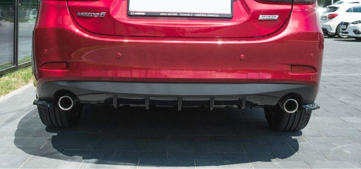 Diffusor Heck Ansatz für Mazda 6 GJ Mk3 Facelift schwarz Hochglanz